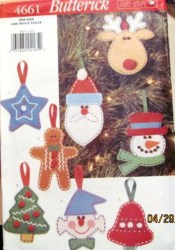 4661 SWEET 8 PAINTED FELT CHRISTMAS ORNAMENTS NO SEW PATTERN