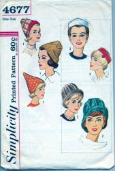 4677 50S SHAPED PILLBOX, CONE, CLOCHE, BRIM HATS PATTERN O/S
