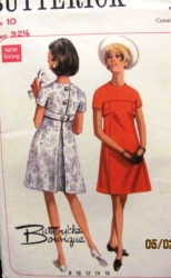 4682 1968 CUTE SS YOKE A-LINE DRESS BACK BELT PATTERN 12 34'' B