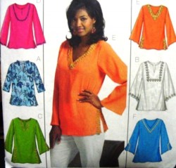 4684 BUTTERICK 6 EZ LOOSE SS-LS TOP,  TUNIC PATTERN L-XL UNCUT