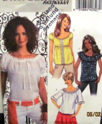 4685 BUTTERICK CUTE PEASANT PULLOVER TOPS SLEEVES OR NOT PATTERN 8-14 or 16-22 choice  UNCUT