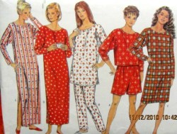 4686 EZ PAJAMAS NIGHTSHIRT TOP, BOTTOMS PATTERN XS-M