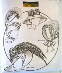4697 1800-1920S FEATHER,PLUME,FLORAL HATS,BONNET PATTERN S-L