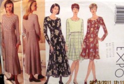 4702 EZ LOOSE LS FLARE DRESS LENGTHS,OVERLAY PATTERN 6-12,14-18