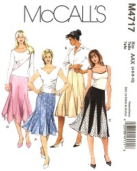 4717 MCCALLS HANKIE HEM GODET SKIRTS PATTERN 4-10, 10-16, 12-18 CHOICE