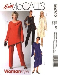 4722 MCCALLS ASYMMETRIC COWL TUNIC, SKIRT,PANTS PATTERN 18-24W,26-32W