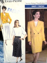 4726 2 BREASTED JACKET,SS TOP,TAPER-FLARE SKIRT PATTERN 12-16