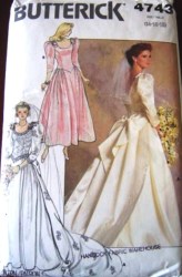 4743 BUTTERICK  BRIDES/ MAID DROP WAIST DRESS LENGTHS , TRAIN PATTERN 8-12, 14-18