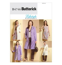 4746 UNLINED COAT,BELT, SHORTER SKIRT,PANTS PATTERN 16-22