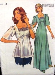 4749 70S SQUARE NECK TIED LONG EMPIRE DRESS, TOP PATTERN 10