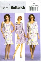 4750 EZ  COLLAR JACKET SLVLSS FLOUNCE DRESS SKIRT PATTERN 6-16