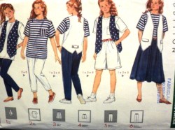 4755 GIRLS VEST,SS TOP,FLARE SKIRT,BOTTOMS PATTERN 7-14