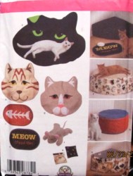 4765 SIMPLICITY KITTY CAT FEED ME ACCESSORY, CAT BED, MAT, CATNIP PATTERN UNCUT