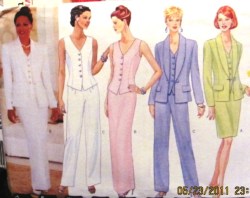 4781 Butterick  EZ JACKET, BUTTON TOP, SKIRT LENGTHS,PANTS PATTERN 6-10, 12-16 or 18-22 choice