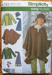 4783 EZ FLEECE JACKET, PONCHO, SCARF, HAT, MITTS PATTERN XS-M