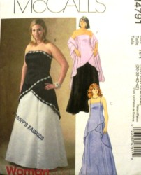 4791 FORMAL STRAPPY OR NOT TOP,EVE SKIRT,STOLE PATTERN 18-24W