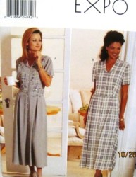 4814 LONG TIE FLARE PLEAT DRESS,OVERLAY PATTERN 6-10,12-16,18-22