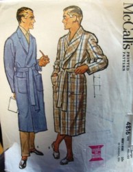 4816 1961 MCCALLS MEN'S SHAWL COLLAR ROBE, BELT PATTERN LG 42-44, XL 46-48