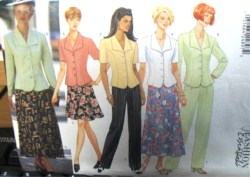 4819 Butterick  EZ SS- LS BUTTON TOP,  FLARE SKIRT LENGTHS, PANTS PATTERN 12-22 2 sizes choice uncut