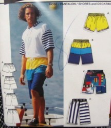4825 BURDA MEN'S SHORTS LENGTHS, DECK PANTS PATTERN 38-48
