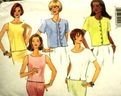 4830 BUTTERICK EZ SS/ SLEEVELESS TOPS BUTTONS OR NOT PATTERN  12-16,  or 6-10 CHOICE uncut