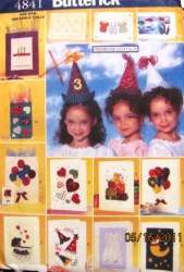 4841 NO SEW DECORATE PARTY CARDS,  BAGS, PARTY HATS PATTERN