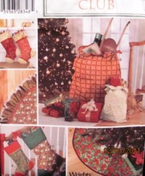 4842 XMAS STOCKING 14- 25'', TREE SKIRT, GIFT BAGS PATTERN