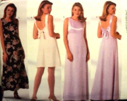 4844 BUTTERICK NY EZ BACK STRAP EMPIRE TIED DRESS 3 LENGTHS PATTERN 14-18