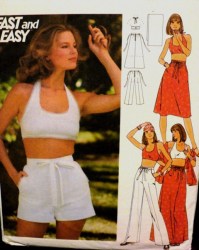 4854  BUTTERICK CROP HALTER TOP, SKIRT LENGTHS, PANTS, SHORTS PATTERN 8,12,14 CHOICE