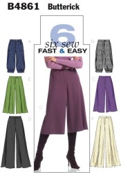 4861 EZ WIDE LEG GAUCHO LENGTHS,CROP PANTS PATTERN 6-12,14-20