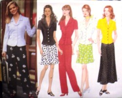 4878 BUTTERICK EZ BUTTON TIE SS-LS TOP, SKIRT LENGTHS, PANTS PATTERN 6-10; 12-22 3 SIZES choice uncut