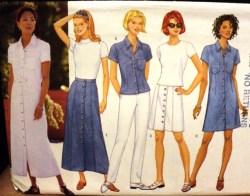 4892 BUTTERICK EZ SHORT SLEEVE BUTTON DRESS LENGTHS, TOP, BOTTOMS PATTERN 6-12,14-18