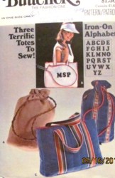 4900 BUTTERICK PERSONAL 3 SIZES HANDLE/ DRAWSTRING TOTES/ RACQUET COVER  PATTERN UNCUT