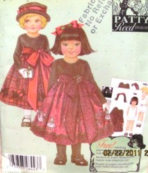 4905 Simplicity KNIT BODICE, BORDER PRINT FLARE DRESS, SASH PATTERN 3-6,5-8 choice