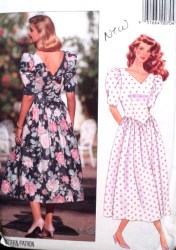 4915 LONG DROP WAIST SS FLARE V-DRESS PATTERN 6-12
