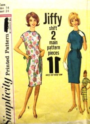 4919 SIMPLICITY 60S 1 PC JIFFY SS KIMONO DRESS, BELT PATTERN 14 TEEN 34''B; 12 32B CHOICE