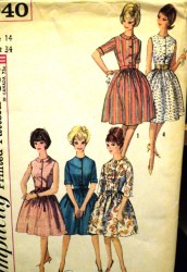 4940 60s STEP IN SS/SLVLSS SHIRT WAIST FLARE DRESS PATTERN 14 34