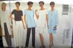 4940 Butterick  LONG JACKET, SS DRESS,  TUNIC  TOP,  BOTTOMS PATTERN 6-10, 12-16; or 18-22 choice