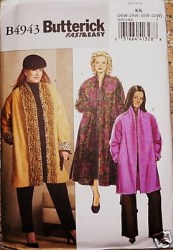 4943 SO EZ LINED OPEN RETRO COAT LENGTHS PATTERN 18-24W,26-32W