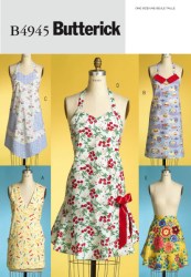 4945 BUTTERICK LOVELY RETRO APRONS,1/2 TEA, FULL, WRAP PATTERN 8-18 UNCUT