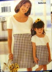 4952 SO EZ MOM DAUGHTER EMPIRE TIED SS DRESS PATTERN XS-L