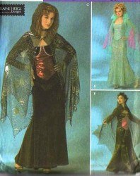 4956 3 CAPES HOOD OR NOT,LS TOP,SKIRT GOTH PATTERN 6-12,14-20