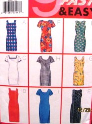 4998 Butterick 9 EZ FIT STRAIGHT LINED DRESSES SLEEVES OR NOT PATTERN 12-16 or 6-10 choice   uncut