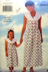 5018 MOM, DAUGHTER SLVLSS TIED DRESS,HEADBAND PATTERN XS-L