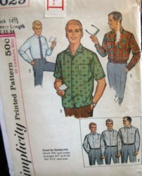 5029 SIMPLICITY MR 1960 PROPORTION SS-LS SHIRT PATTERN 14 1/2'', 15.5'', 16.5'' choice