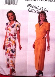 5031 BUTTERICK  EZ LONG SS MOCK WRAP TIED DRESS PATTERN 6-16 2 SIZES CHOICE UNCUT