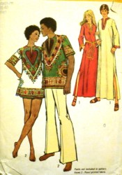 5043 DASHIKI CAFTAN SHIRT LENGTHS PATTERN MR. MD,LG, MS 16