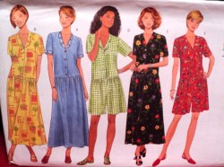 5045 EZ  Butterick LONG SS DROP WAIST DRESS, ROMPER JUMPSUIT PATTERN 6-22 3 SIZES CHOICE UNCUT