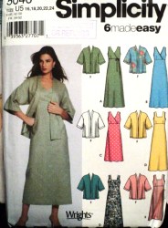 5046 KIMONO OPEN JACKET,SLEEVELESS DRESS EZ PATTERN 8-14