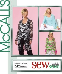 5051 MCCALLS SHEER SHIRTS 2 LENGTHS, SHELL TOP, SCARF PATTERN 8-14,16-22